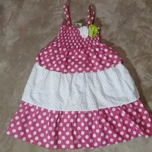 Girls pink and white polka dot summer dress 5.